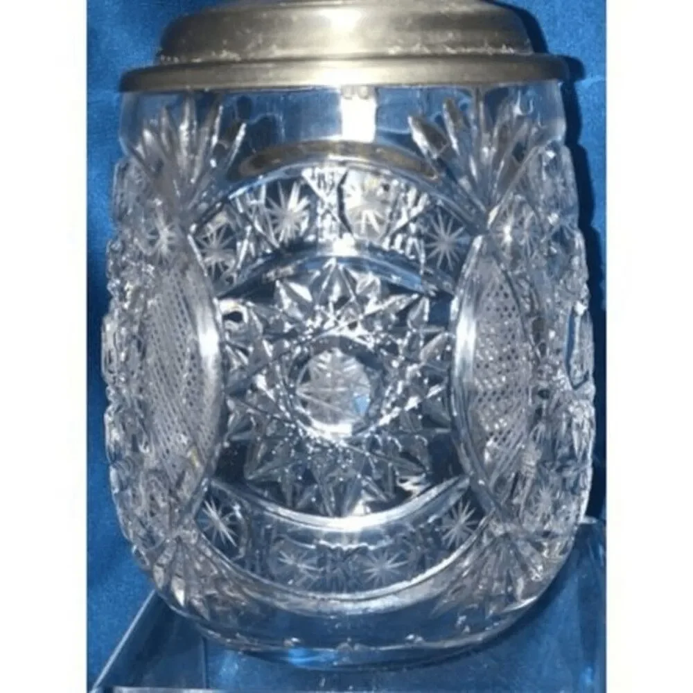 Rein Zinn beer mug crystal putter lid 5 tall,3.5 wide large